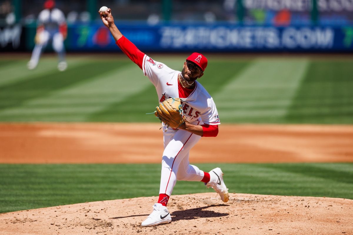 Walbert Urena #57 of the Los Angeles Angels pitches during the game against the Chicago White Sox at Angel Stadium of Anaheim on May 6, 2026 in Anaheim, California. 