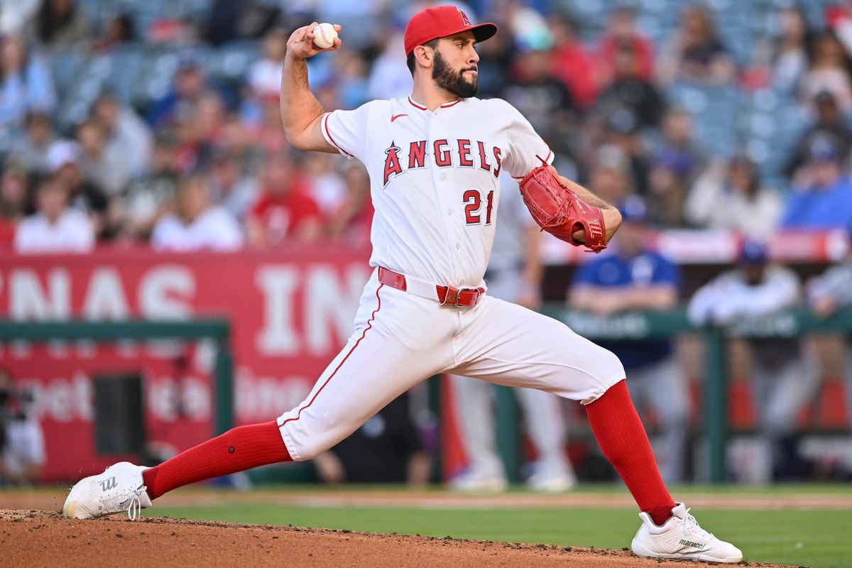The Los Angeles Angels Grayson Rodriguez #21 pitches during an MLB game against The Texas Rangers on May 22nd, 2026 at Angels Stadium in Anaheim, California. The Los Angeles Angels Grayson Rodriguez #21 pitches during an MLB game against The Texas Rangers on May 22nd, 2026 at Angels Stadium in Anaheim, California.
