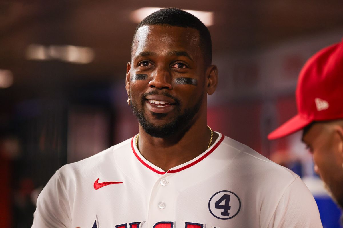 Los Angeles Angels designated hitter Jorge Soler (12) in the dugout during the MLB game against the Colorado Rockies Tuesday June 2nd, 2026 at Angel's Stadium in Anaheim, Calif.