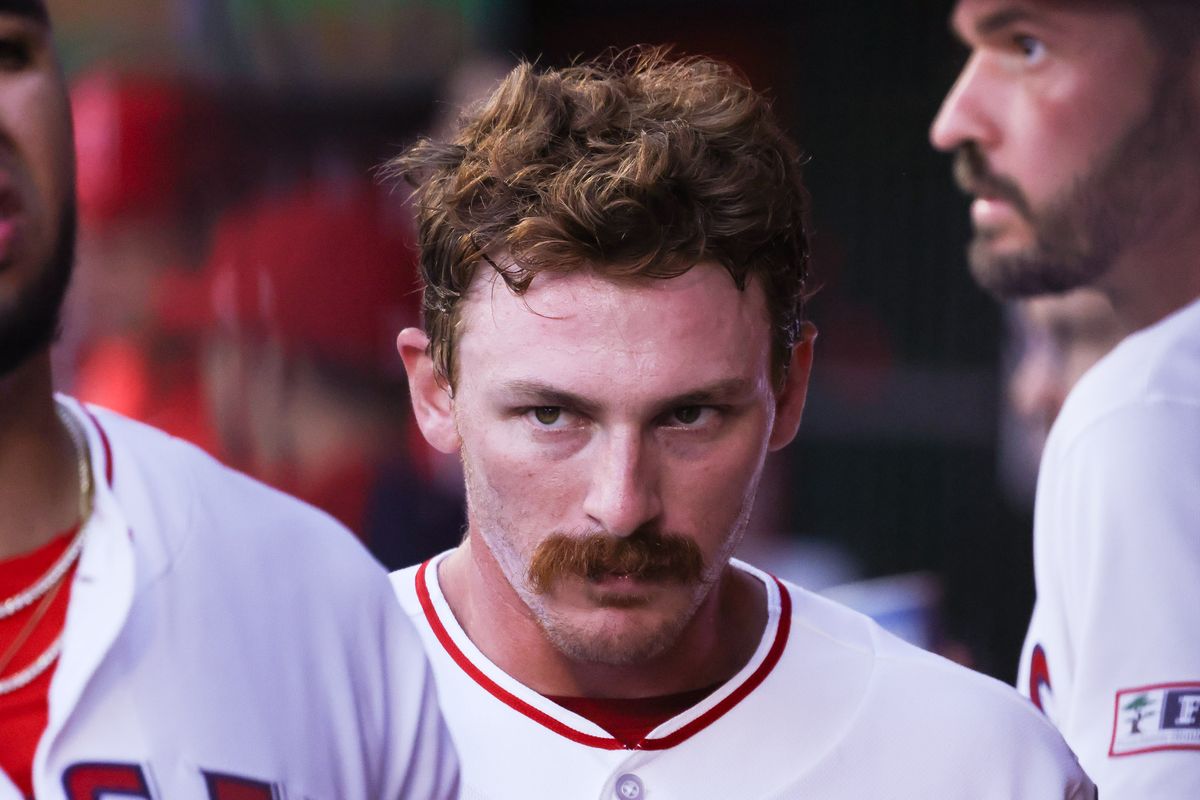 Los Angeles Angels outfielder Wade Meckler (53) in the dugout during the MLB game against the Houston Astros Tuesday June 9th, 2026 at Angel's Stadium in Anaheim, Calif. Los Angeles Angels outfielder Wade Meckler (53) in the dugout during the MLB game against the Houston Astros Tuesday June 9th, 2026 at Angel's Stadium in Anaheim, Calif.