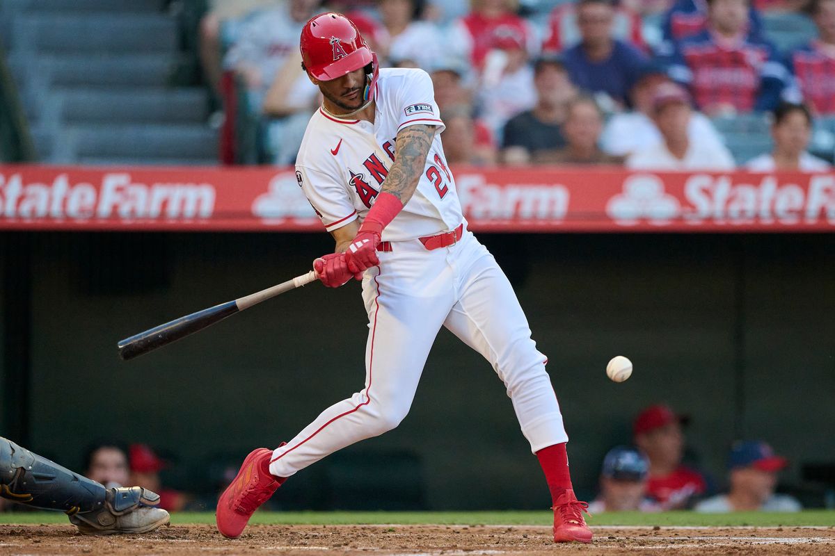 The Los Angeles Angels Jose Siri #28 bats during an MLB game against The Tampa Bay Rays on June 12th, 2026 at Angel Stadium in Anaheim, California. The Los Angeles Angels Jose Siri #28 bats during an MLB game against The Tampa Bay Rays on June 12th, 2026 at Angel Stadium in Anaheim, California.
