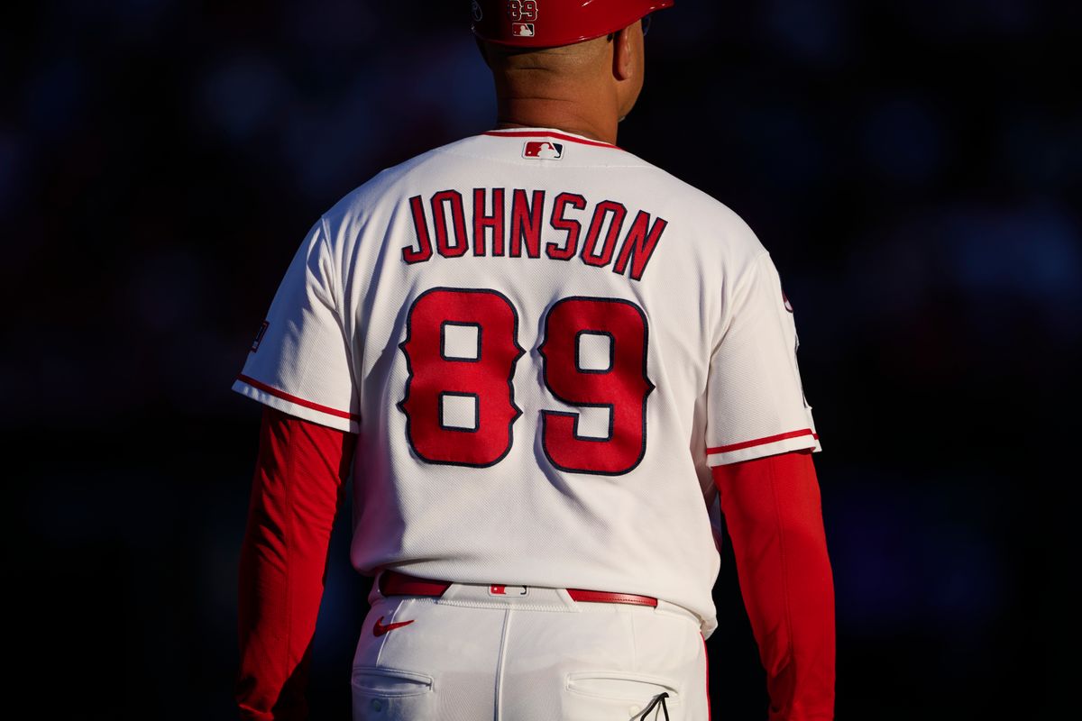 The Los Angeles Angels Third Base Coach Keith Johnson during an MLB game against The Tampa Bay Rays on June 12th, 2026 at Angel Stadium in Anaheim, California. The Los Angeles Angels Third Base Coach Keith Johnson during an MLB game against The Tampa Bay Rays on June 12th, 2026 at Angel Stadium in Anaheim, California.