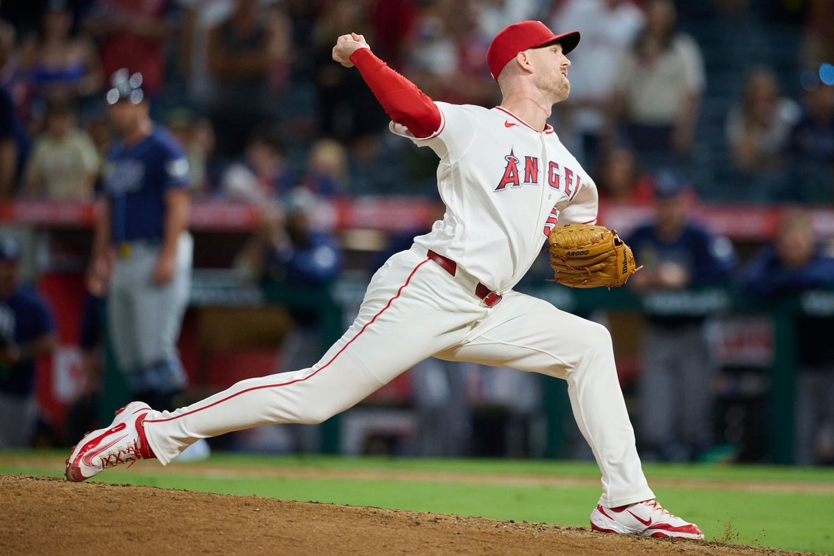 The Los Angeles Angels Ryan Zeferjahn #56 pitches during an MLB game against The Tampa Bay Rays on June 12th, 2026 at Angel Stadium in Anaheim, California. The Los Angeles Angels Ryan Zeferjahn #56 pitches during an MLB game against The Tampa Bay Rays on June 12th, 2026 at Angel Stadium in Anaheim, California.