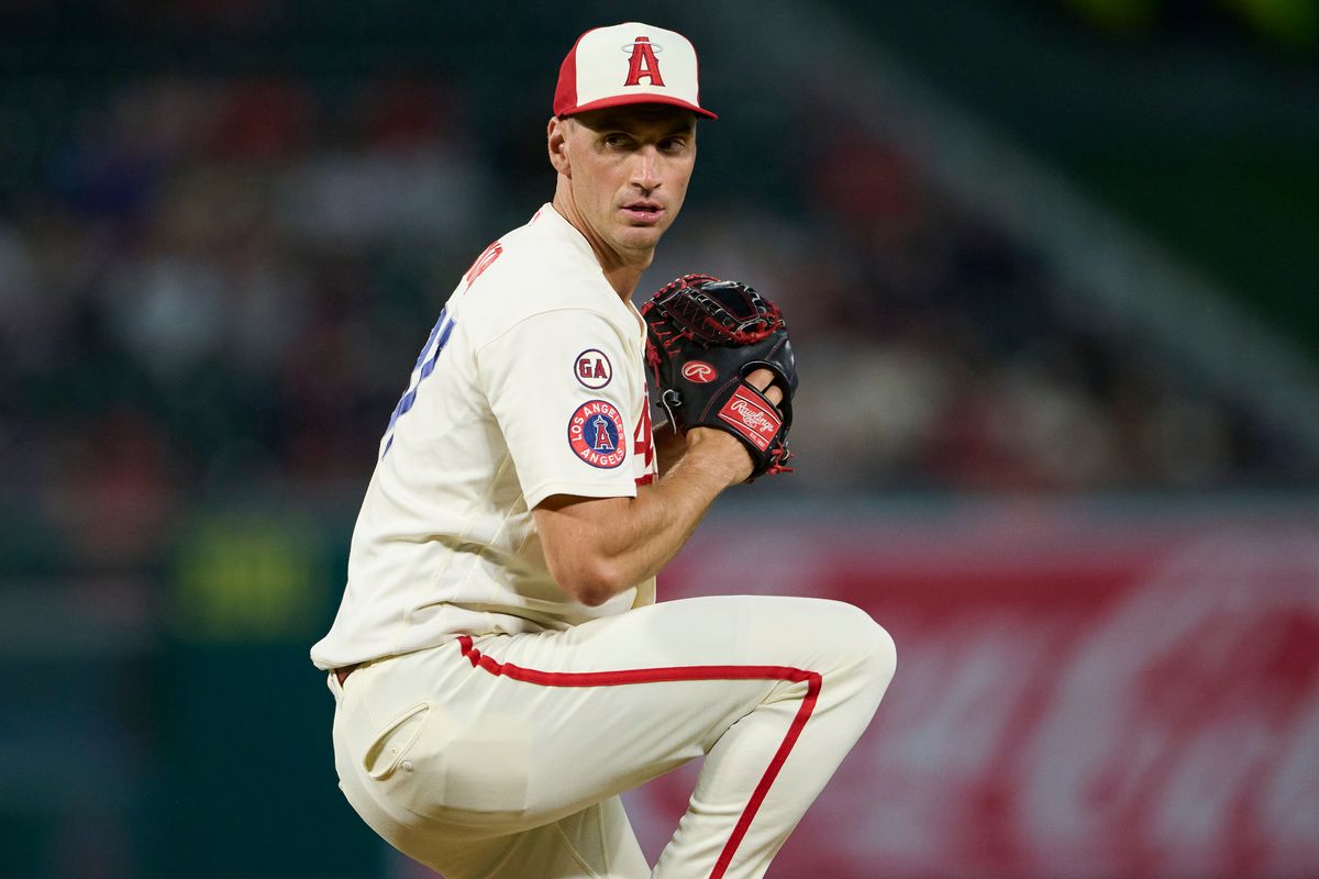 The Los Angeles Angels Brent Suter #37 pitches during an MLB game against The Baltimore Orioles on June 22nd, 2026 at Angel Stadium in Anaheim, California.
