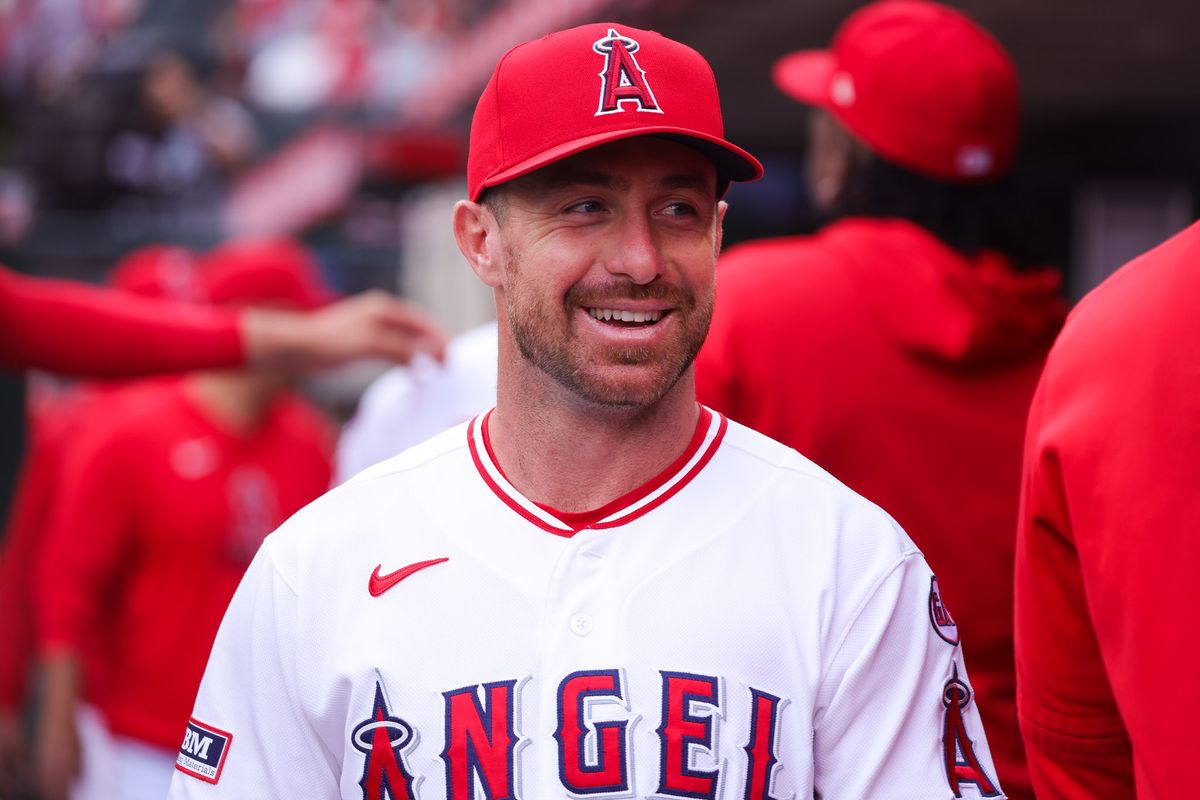 Los Angeles Angels infielder Donovan Walton (35) smiles in the dugout during the MLB game against the Baltimore Orioles Tuesday June 23rd, 2026 at Angel Stadium in Anaheim, Calif. Los Angeles Angels infielder Donovan Walton (35) smiles in the dugout during the MLB game against the Baltimore Orioles Tuesday June 23rd, 2026 at Angel Stadium in Anaheim, Calif.