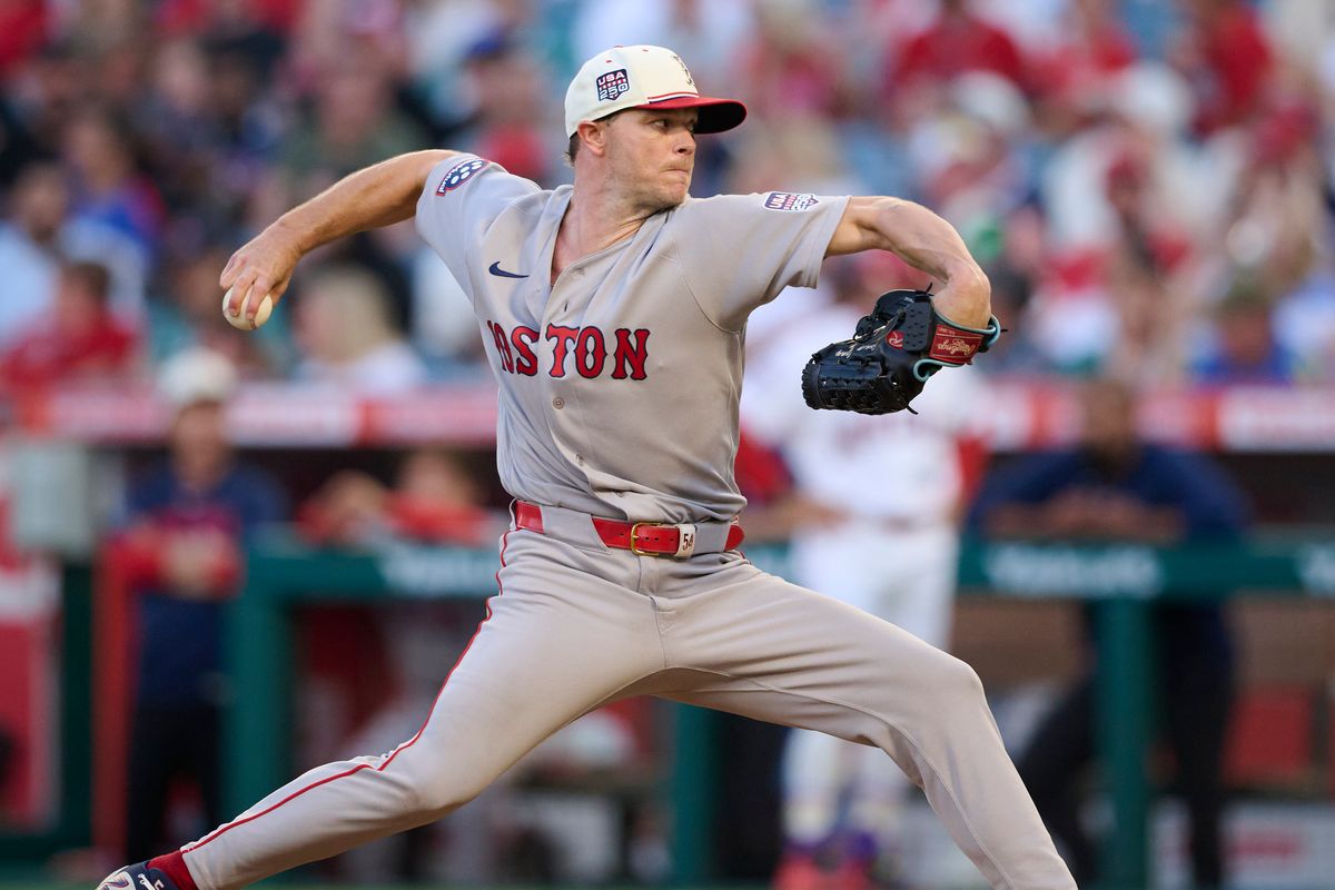 The Boston Red Sox Sonny Gray #54 pitches during an MLB game against The Los Angeles Angels on July 4th, 2026 at Angel Stadium in Anaheim, California. The Boston Red Sox Sonny Gray #54 pitches during an MLB game against The Los Angeles Angels on July 4th, 2026 at Angel Stadium in Anaheim, California.