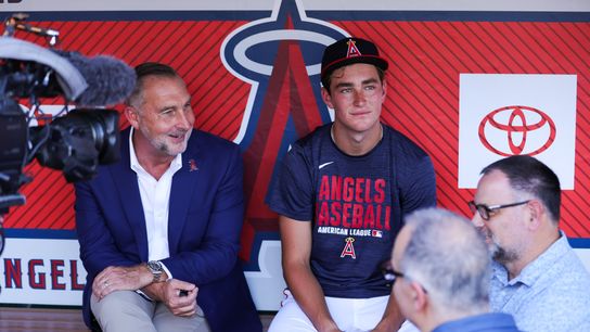 Angels first-round pick Jared Grindlinger tours the Big A, takes batting practice taken at Angel Stadium (Los Angeles Angels)