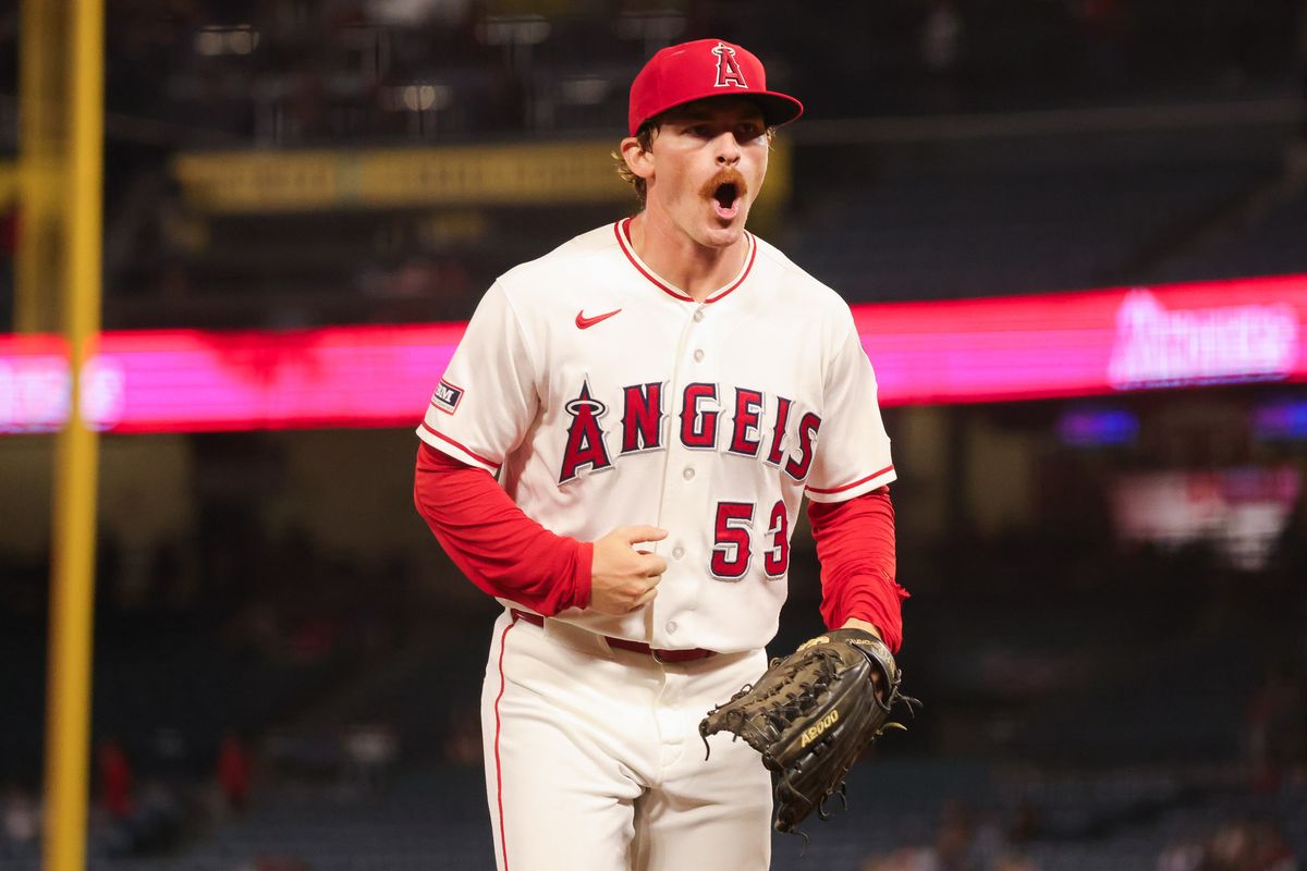 Los Angeles Angels outfielder Wade Meckler (53) celebrates during the MLB game against the Texas Rangers Monday August 10th, 2026 at Angel Stadium in Anaheim, Calif. Los Angeles Angels outfielder Wade Meckler (53) celebrates during the MLB game against the Texas Rangers Monday August 10th, 2026 at Angel Stadium in Anaheim, Calif.