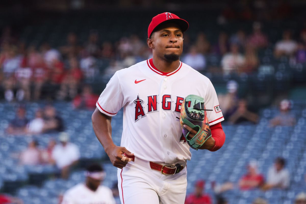 Los Angeles Angels infielder Christian Moore (4) runs during the MLB game against the Cleveland Guardians Tuesday August 25th, 2026 at Angel Stadium in Anaheim, Calif. Los Angeles Angels infielder Christian Moore (4) runs during the MLB game against the Cleveland Guardians Tuesday August 25th, 2026 at Angel Stadium in Anaheim, Calif.