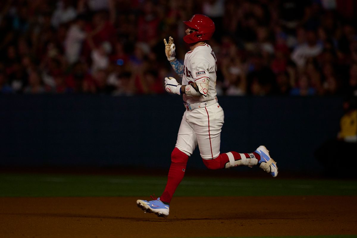 The Los Angeles Angels Zach Neto #9 celebrates a home run during an MLB game against The Philadelphia Phillies on August 29th, 2026 at Angel Stadium in Anaheim, California. The Los Angeles Angels Zach Neto #9 celebrates a home run during an MLB game against The Philadelphia Phillies on August 29th, 2026 at Angel Stadium in Anaheim, California.