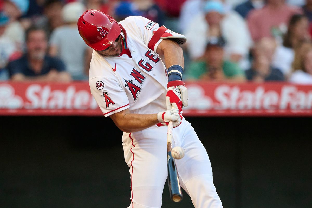 The Los Angeles Angels Mike Trout #27 at bat during an MLB game against The New York Yankees on August 31st, 2026 at Angel Stadium in Anaheim, California. The Los Angeles Angels Mike Trout #27 at bat during an MLB game against The New York Yankees on August 31st, 2026 at Angel Stadium in Anaheim, California.