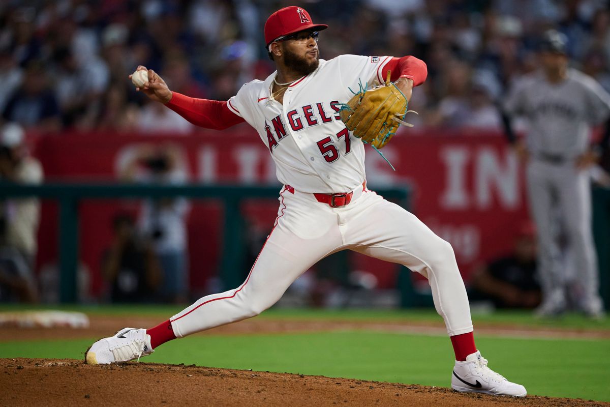 The Los Angeles Angels Walbert Ureña #57 pitches during an MLB game against The New York Yankees on August 31st, 2026 at Angel Stadium in Anaheim, California. The Los Angeles Angels Walbert Ureña #57 pitches during an MLB game against The New York Yankees on August 31st, 2026 at Angel Stadium in Anaheim, California.