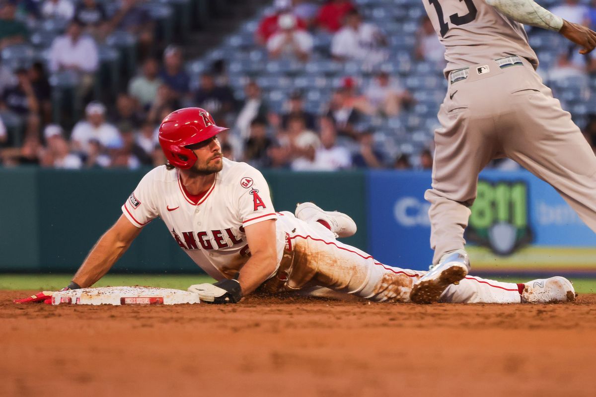 Los Angeles Angels outfielder Josh Lowe (3) dives into second base during the MLB game against the New York Yankees Tuesday September 1st, 2026 at Angel Stadium in Anaheim, Calif. Los Angeles Angels outfielder Josh Lowe (3) dives into second base during the MLB game against the New York Yankees Tuesday September 1st, 2026 at Angel Stadium in Anaheim, Calif.