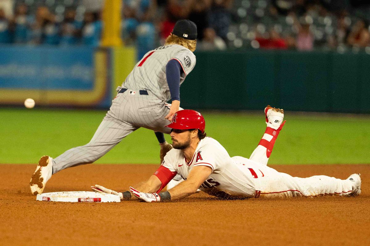 Los Angeles Angels outfielder Josh Lowe (3) slides for a base during an MLB game against the Minnesota Twins on Thursday September 17th, 2026 at Angel's Stadium in Anaheim, Calif. Los Angeles Angels outfielder Josh Lowe (3) slides for a base during an MLB game against the Minnesota Twins on Thursday September 17th, 2026 at Angel's Stadium in Anaheim, Calif.