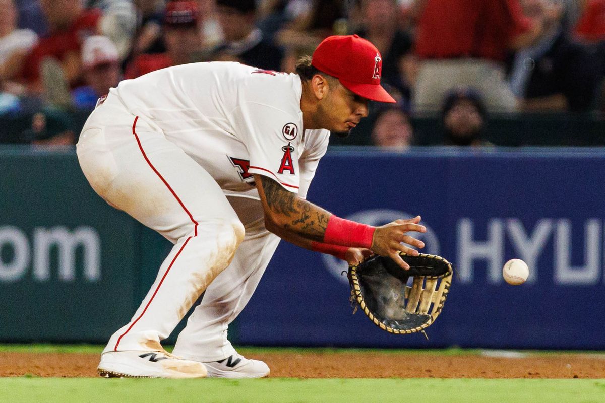 Vaughn Grissom #5 of the Los Angeles Angels fields the ball during an MLB game against the Minnesota Twins on September 18, 2026 at Angel Stadium in Anaheim, California. Vaughn Grissom #5 of the Los Angeles Angels fields the ball during an MLB game against the Minnesota Twins on September 18, 2026 at Angel Stadium in Anaheim, California.