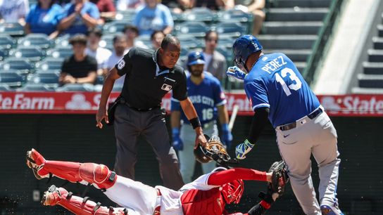 Angels narrowly avoid no-hitter in shutout loss to Royals taken at Angel Stadium (Los Angeles Angels). Photo by William Navarro-Imagn Images