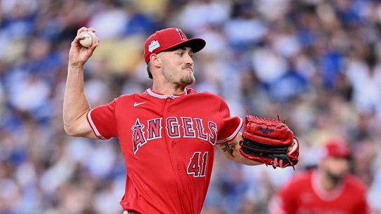 Angels' Jack Kochanowicz is headed to the 15-day IL taken Dodger Stadium (Los Angeles Angeles). Photo by William Liang-Imagn Images