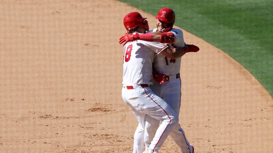 Angels walk it off in wild fashion to take series victory against Orioles taken at Angel Stadium (Los Angeles Angels). Photo by Kiyoshi Mio-Imagn Images