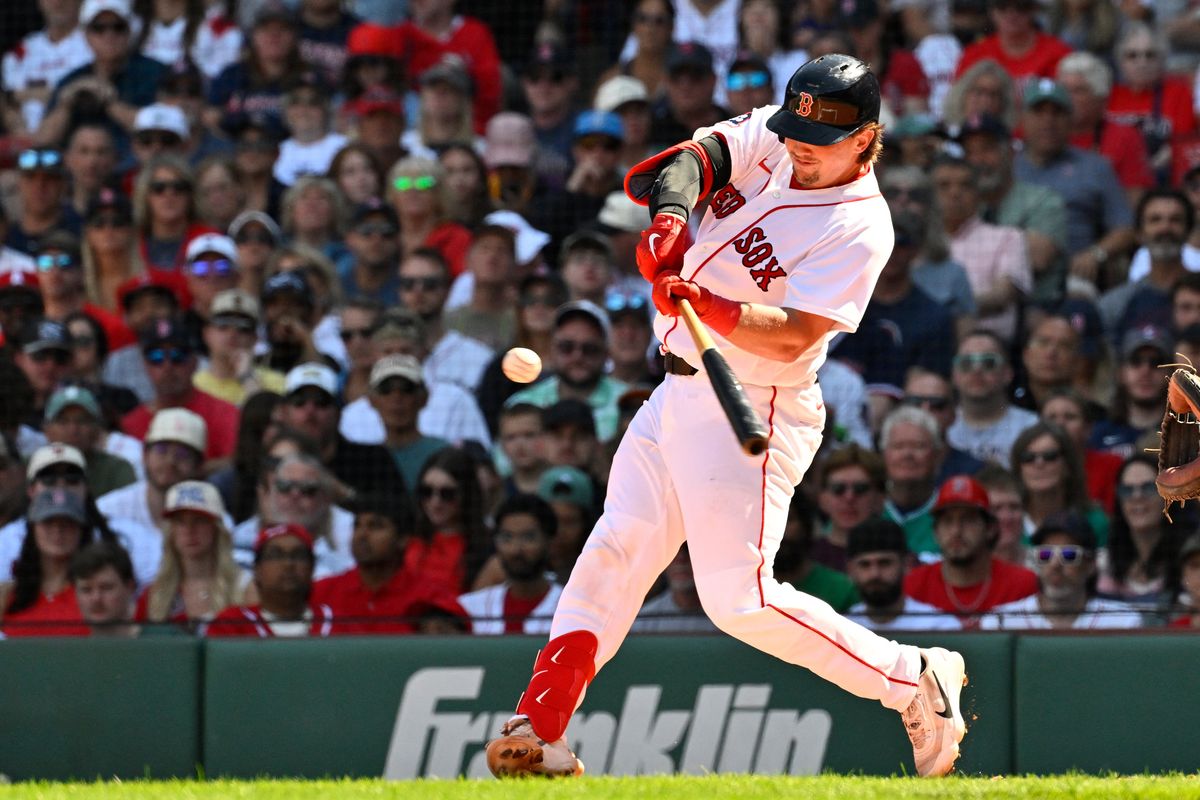 Sep 7, 2026; Boston, Massachusetts, USA; Boston Red Sox catcher Adley Rutschman (31) hits a three run home run against the Los Angeles Angels during the second inning at Fenway Park. Mandatory Credit: Eric Canha-Imagn Images Sep 7, 2026; Boston, Massachusetts, USA; Boston Red Sox catcher Adley Rutschman (31) hits a three run home run against the Los Angeles Angels during the second inning at Fenway Park. Mandatory Credit: Eric Canha-Imagn Images
