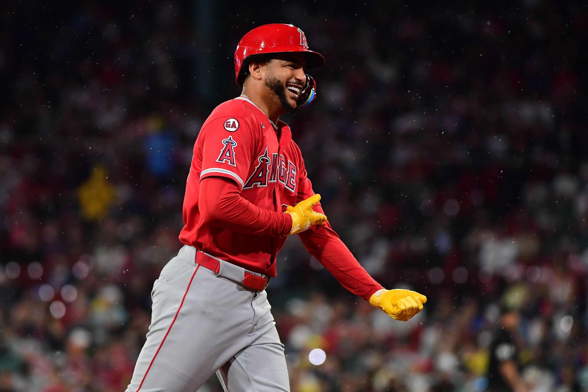 Sep 9, 2026; Boston, Massachusetts, USA; Los Angeles Angels right fielder Jose Siri (28) reacts after hitting a two run home run during the third inning against the Boston Red Sox at Fenway Park. Mandatory Credit: Bob DeChiara-Imagn Images Sep 9, 2026; Boston, Massachusetts, USA; Los Angeles Angels right fielder Jose Siri (28) reacts after hitting a two run home run during the third inning against the Boston Red Sox at Fenway Park. Mandatory Credit: Bob DeChiara-Imagn Images