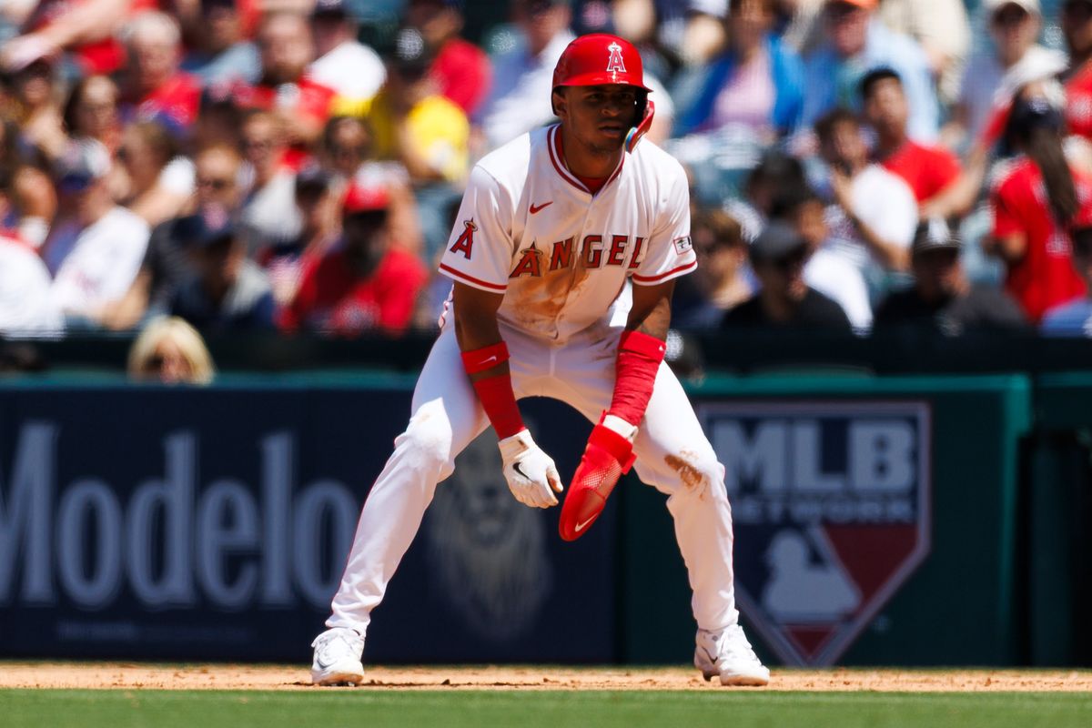 Christian Moore #4 of the Los Angeles Angels runs during the game against the Boston Red Sox at Angel Stadium of Anaheim on June 25, 2025 in Anaheim, California. Christian Moore #4 of the Los Angeles Angels runs during the game against the Boston Red Sox at Angel Stadium of Anaheim on June 25, 2025 in Anaheim, California.