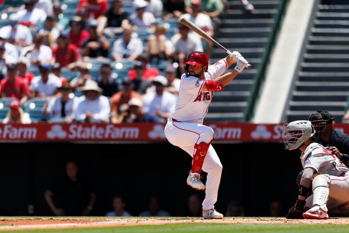 Nolan Schanuel #18 of the Los Angeles Angels at bat during the game against the Boston Red Sox at Angel Stadium of Anaheim on June 25, 2025 in Anaheim, California. Nolan Schanuel #18 of the Los Angeles Angels at bat during the game against the Boston Red Sox at Angel Stadium of Anaheim on June 25, 2025 in Anaheim, California.