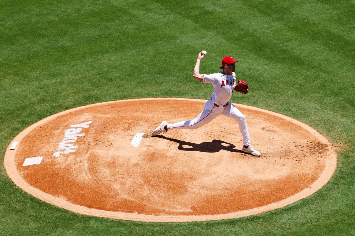 Jack Kochanowicz #41 of the Los Angeles Angels pitches during the game against the Washington Nationals at Angel Stadium of Anaheim on June 29, 2025 in Anaheim, California. Jack Kochanowicz #41 of the Los Angeles Angels pitches during the game against the Washington Nationals at Angel Stadium of Anaheim on June 29, 2025 in Anaheim, California.