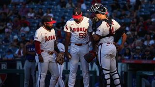 Rangers walk hard with a vengeance in blowout over Angels taken at Angel Stadium (Los Angeles Angels). Photo by Paige Creason - The Sporting Tribune