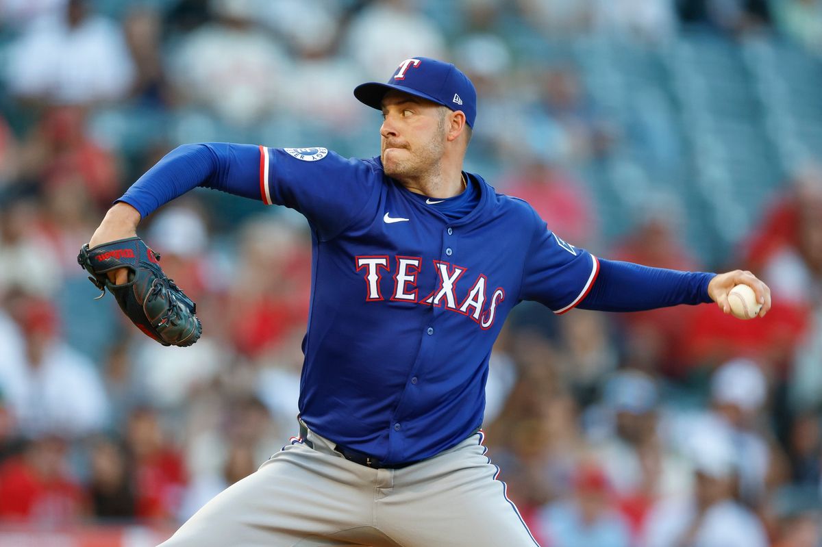 Patrick Corbin #46 of the Texas Rangers throws a pitch during a game against the Los Angeles Angels at Angel Stadium on July 10, 2025, in Anaheim, California. Patrick Corbin #46 of the Texas Rangers throws a pitch during a game against the Los Angeles Angels at Angel Stadium on July 10, 2025, in Anaheim, California.