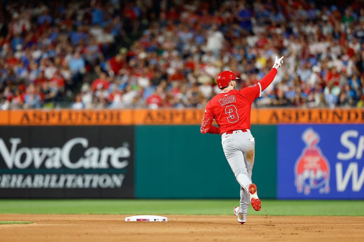 Taylor Ward #3 of the Los Angeles Angels rounds the bases on a home run during a game against the Philadelphia Phillies at Citizens Bank Park on July 18, 2025, in Philadelphia, Pennsylvania. Taylor Ward #3 of the Los Angeles Angels rounds the bases on a home run during a game against the Philadelphia Phillies at Citizens Bank Park on July 18, 2025, in Philadelphia, Pennsylvania.