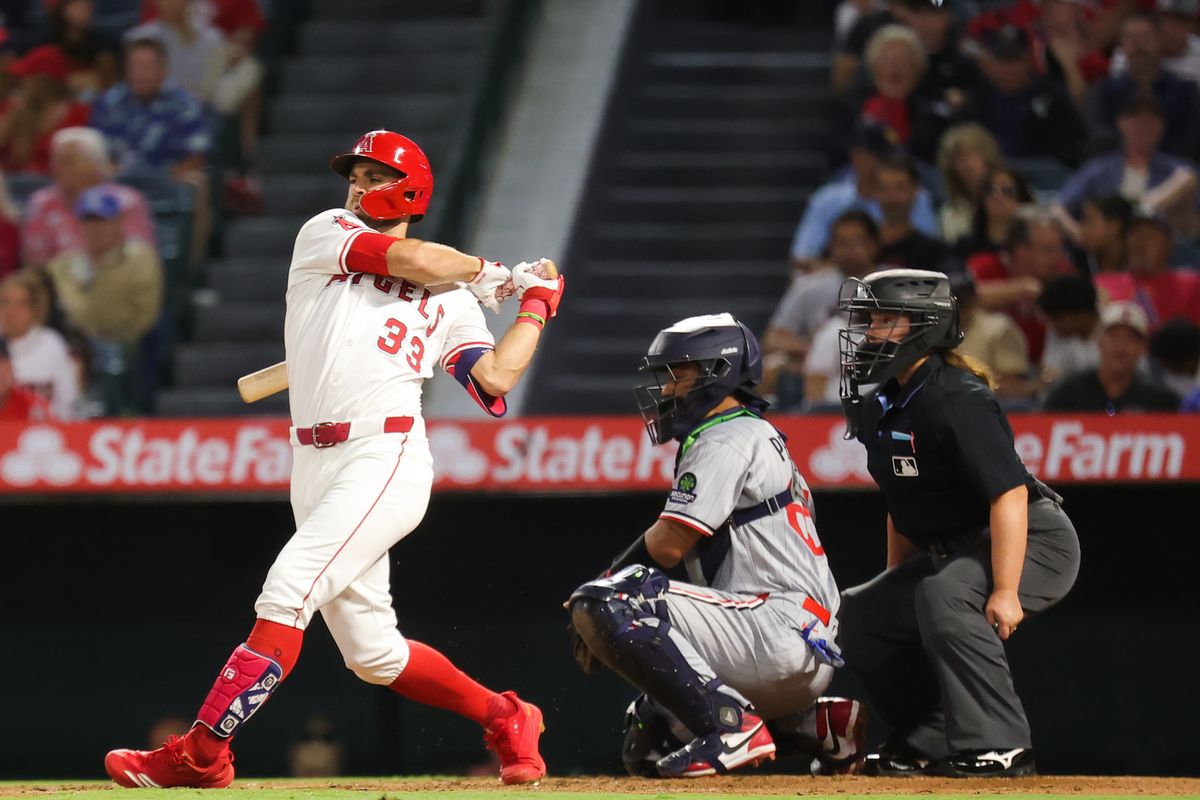 #33 Chris Taylor of the Los Angeles Angels at bat during an MLB game against the Minnesota Twins Tuesday September 9, 2025 in Anaheim, CA. #33 Chris Taylor of the Los Angeles Angels at bat during an MLB game against the Minnesota Twins Tuesday September 9, 2025 in Anaheim, CA.