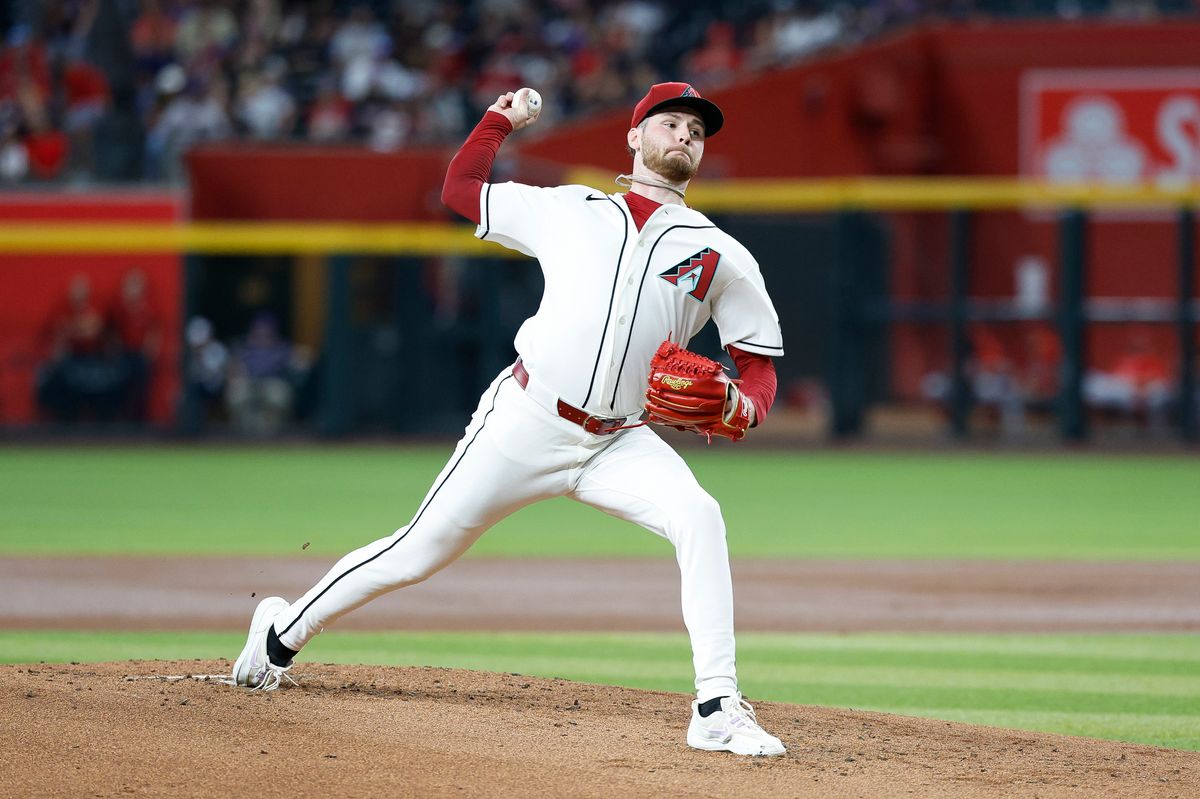 Ryne Nelson #19 of the Arizona Diamondbacks throws a pitch against the Los Angeles Angels at Chase Field on June 16, 2026 in Phoenix, Arizona. Ryne Nelson #19 of the Arizona Diamondbacks throws a pitch against the Los Angeles Angels at Chase Field on June 16, 2026 in Phoenix, Arizona.