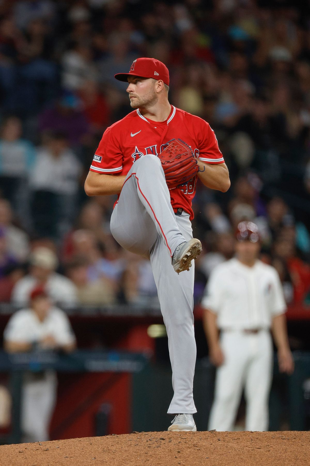 Reid Detmers #48 of the Los Angeles Angels throws a pitch against the Arizona Diamondbacks at Chase Field on June 16, 2026 in Phoenix, Arizona. Reid Detmers #48 of the Los Angeles Angels throws a pitch against the Arizona Diamondbacks at Chase Field on June 16, 2026 in Phoenix, Arizona.