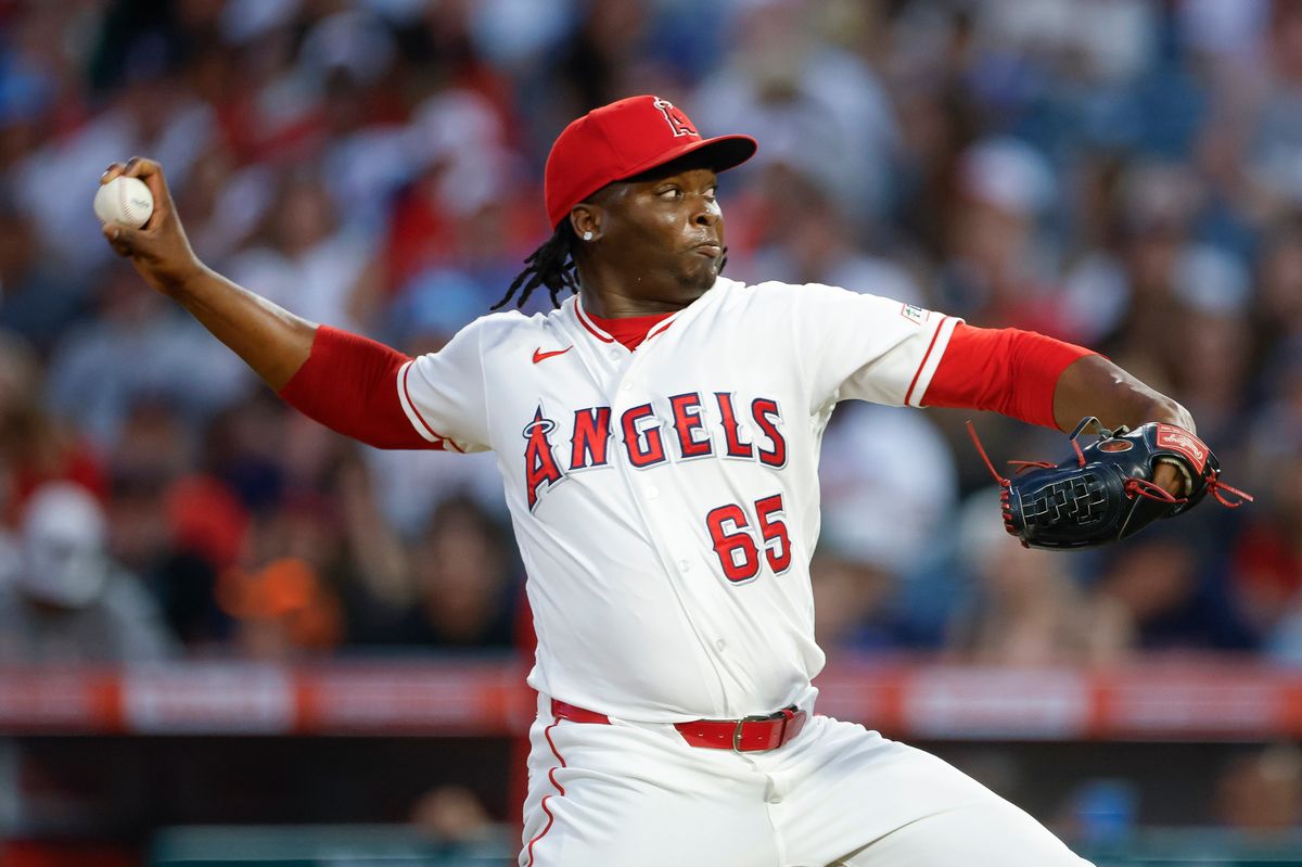 Jose Fermin #65 of the Los Angeles Angels throws a pitch against the Boston Red Sox at Angel Stadium on July 3, 2026 in Anaheim, California. Jose Fermin #65 of the Los Angeles Angels throws a pitch against the Boston Red Sox at Angel Stadium on July 3, 2026 in Anaheim, California.