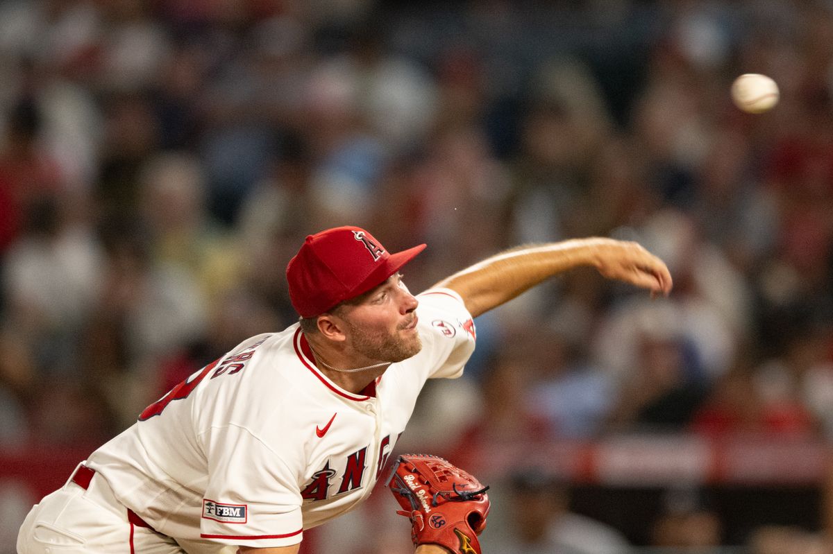 Los Angeles Angels starting pitcher Reid Detmers (48) throws a pitch during an MLB match between Minnesota Twins and Los Angeles Angels on Saturday, September 19, 2026 at Angel Stadium in Anaheim, California. Los Angeles Angels starting pitcher Reid Detmers (48) throws a pitch during an MLB match between Minnesota Twins and Los Angeles Angels on Saturday, September 19, 2026 at Angel Stadium in Anaheim, California.