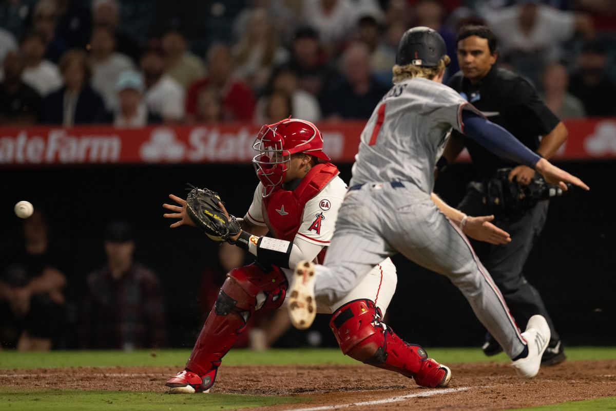 Minnesota Twins infielder Ben Ross (1) sprints to home plate during an MLB match between Minnesota Twins and Los Angeles Angels on Saturday, September 19, 2026 at Angel Stadium in Anaheim, California. Minnesota Twins infielder Ben Ross (1) sprints to home plate during an MLB match between Minnesota Twins and Los Angeles Angels on Saturday, September 19, 2026 at Angel Stadium in Anaheim, California.