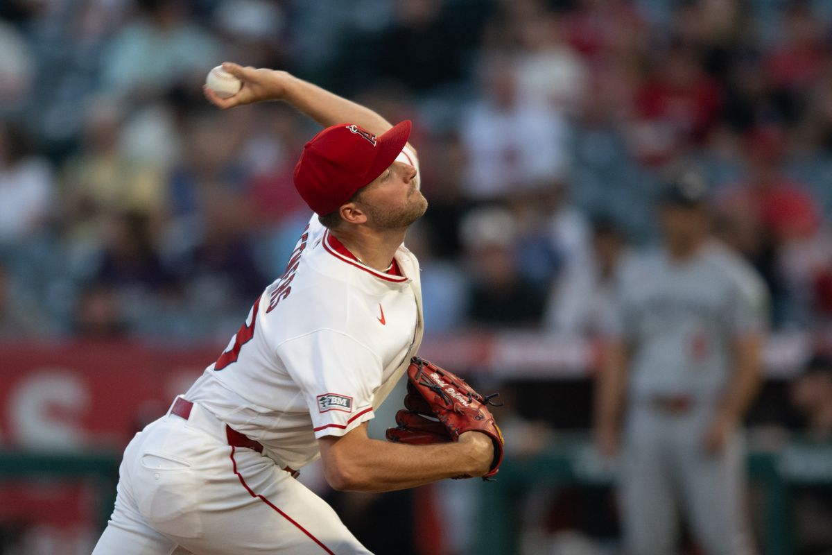 Los Angeles Angels starting pitcher Reid Detmers (48) throws a pitch during an MLB match between Minnesota Twins and Los Angeles Angels on Saturday, September 19, 2026 at Angel Stadium in Anaheim, California. Los Angeles Angels starting pitcher Reid Detmers (48) throws a pitch during an MLB match between Minnesota Twins and Los Angeles Angels on Saturday, September 19, 2026 at Angel Stadium in Anaheim, California.