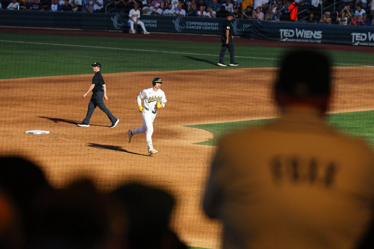 Athletics LF Tyler Soderstrom (21) rounds the bases after hitting a 3-run home run against the Milwaukee Brewers on Monday June 8, 2026, at the Las Vegas Ballpark in Las Vegas, Nevada. Athletics LF Tyler Soderstrom (21) rounds the bases after hitting a 3-run home run against the Milwaukee Brewers on Monday June 8, 2026, at the Las Vegas Ballpark in Las Vegas, Nevada.