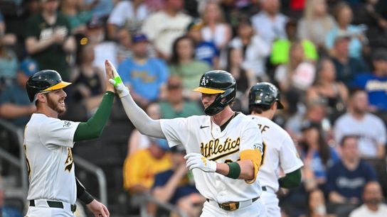 The Las Vegas Athletics center fielder Henry Bolte (33) hit a home run during the MLB game against the Milwaukee Brewers Tuesday June 9th, 2026 in Las Vegas, NV.s The Las Vegas Athletics center fielder Henry Bolte (33) hit a home run during the MLB game against the Milwaukee Brewers Tuesday June 9th, 2026 in Las Vegas, NV.s
