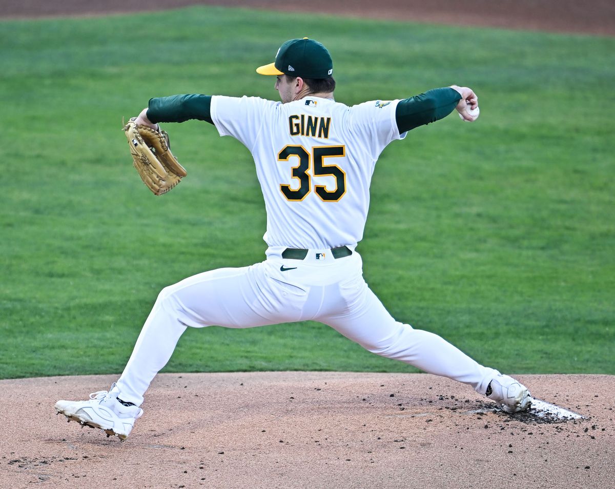 The Las Vegas Athletics right-handed pitcher J.T. Ginn (35) pitches during the MLB game 7-5 win against the Milwaukee Brewers Tuesday June 9th, 2026 in Las Vegas, NV.s