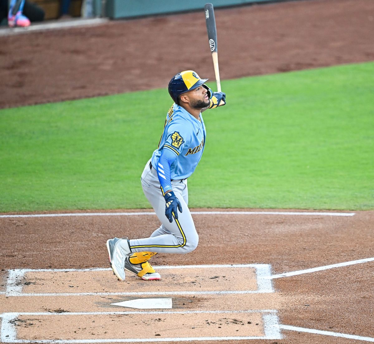 The Milwaukee Brewers Jackson Chourio  (11) hits a home run during the MLB game against the Milwaukee Brewers Tuesday June 9th, 2026 in Las Vegas, NV.s