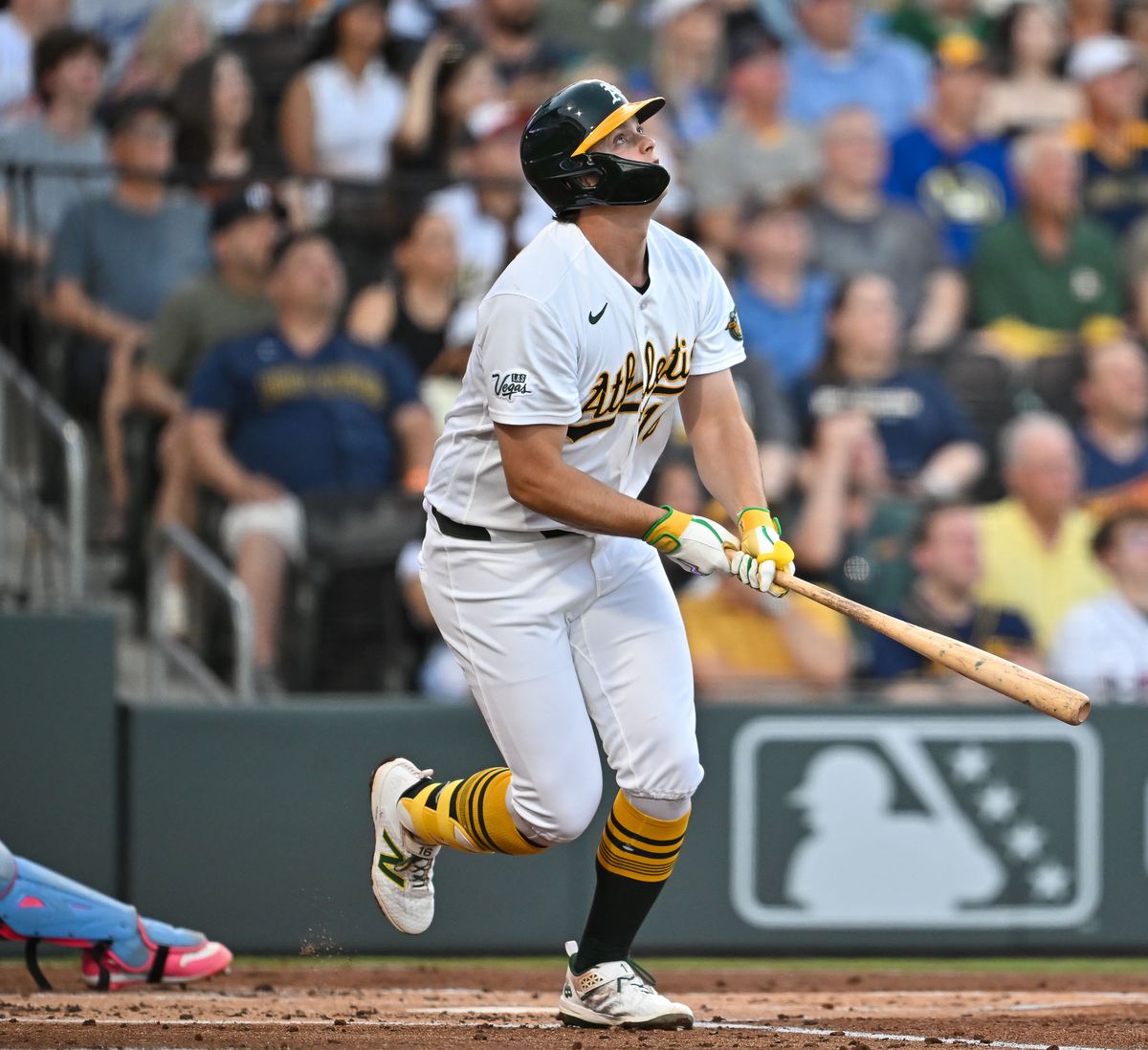 The Las Vegas Athletics first baseman Nick Kurtz (16) hits a home run during the MLB game against the Milwaukee Brewers Tuesday June 9th, 2026 in Las Vegas, NV.s
