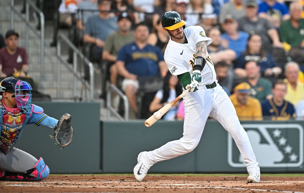 The Las Vegas Athletics Left Fielder Tyler Soderstrom (21) had home run during MLB game against the Milwaukee Brewers Tuesday June 9th, 2026 in Las Vegas, NV.s