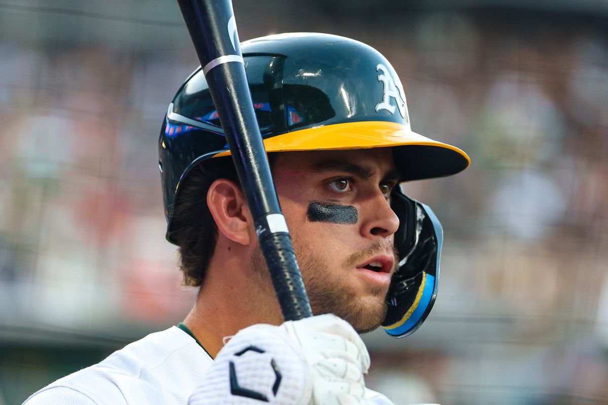 Athletics 3B Max Muncy (3) stands in the batters box during an MLB game against the Colorado Rockies on Friday June 12, 2026, at the Las Vegas Ballpark in Las Vegas, Nevada.