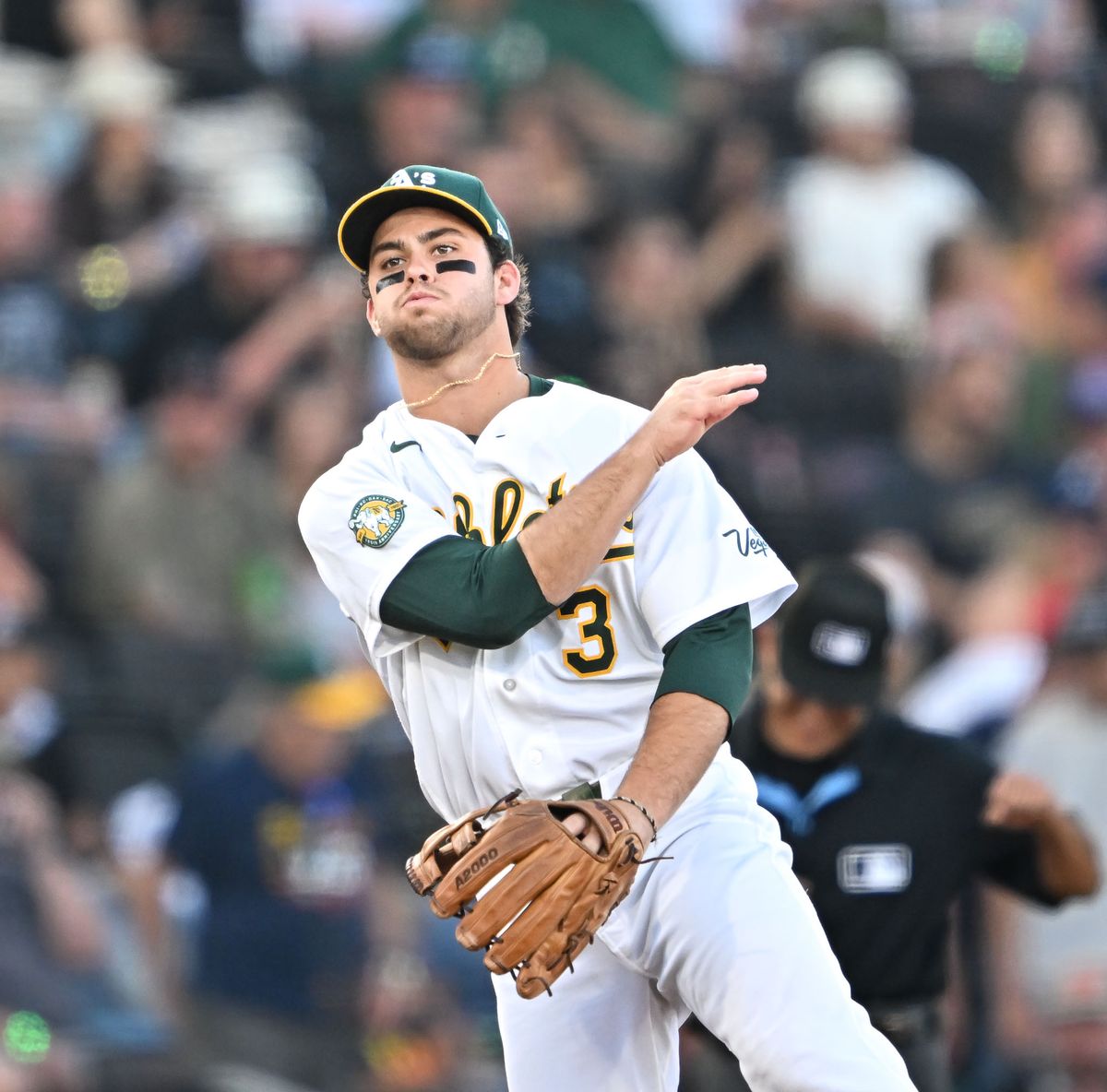 The Las Vegas Athletics third baseman Max Muncy (3) throws to first during the MLB game against the Colorado Rockies Saturday June 13th, 2026 in Las Vegas, NV.