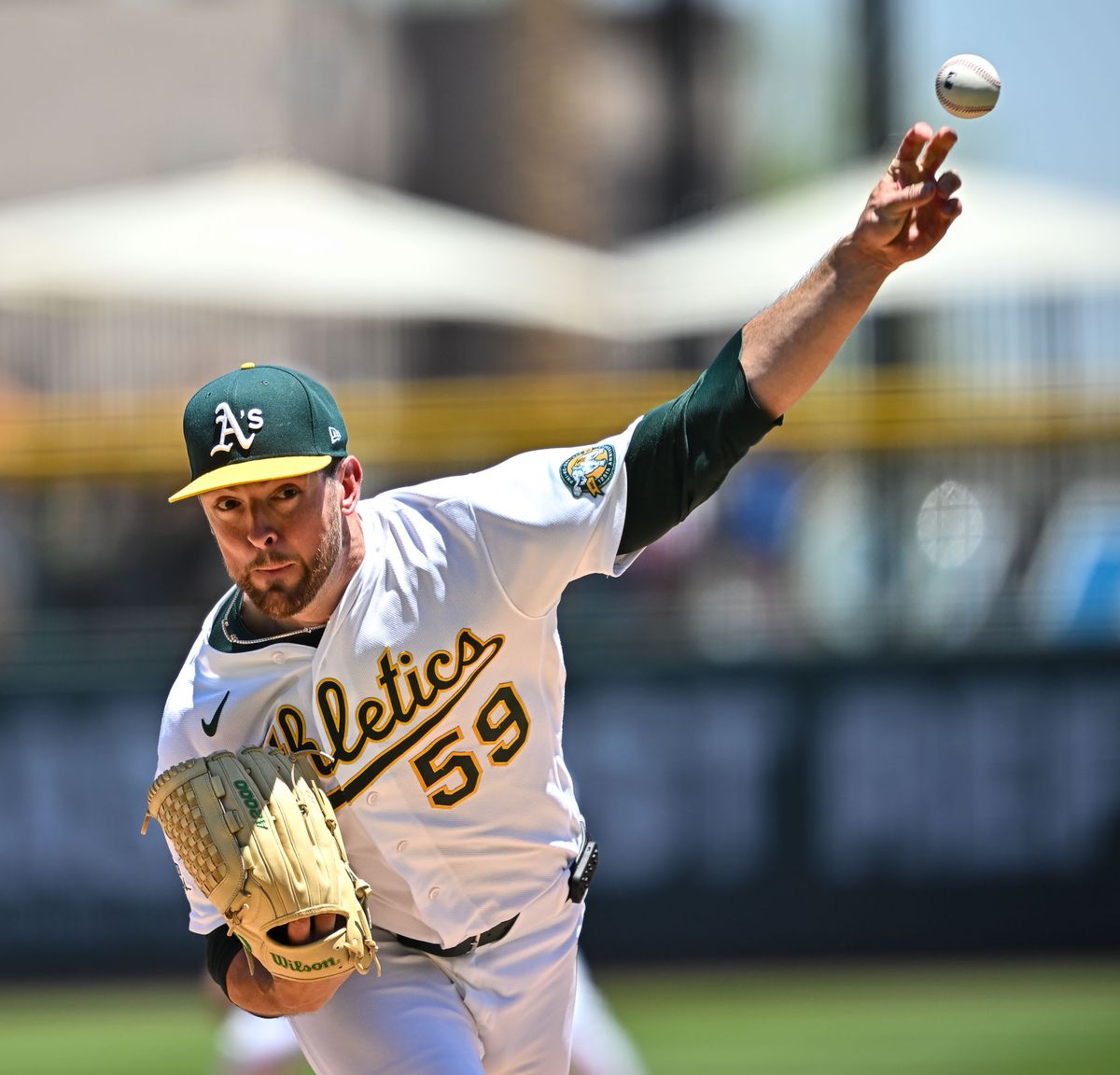 The Las Vegas Athletics pitcher Jeffrey Springs (59) during the MLB game against the Colorado Rockies Sunday June 14th, 2026 in Las Vegas, NV.