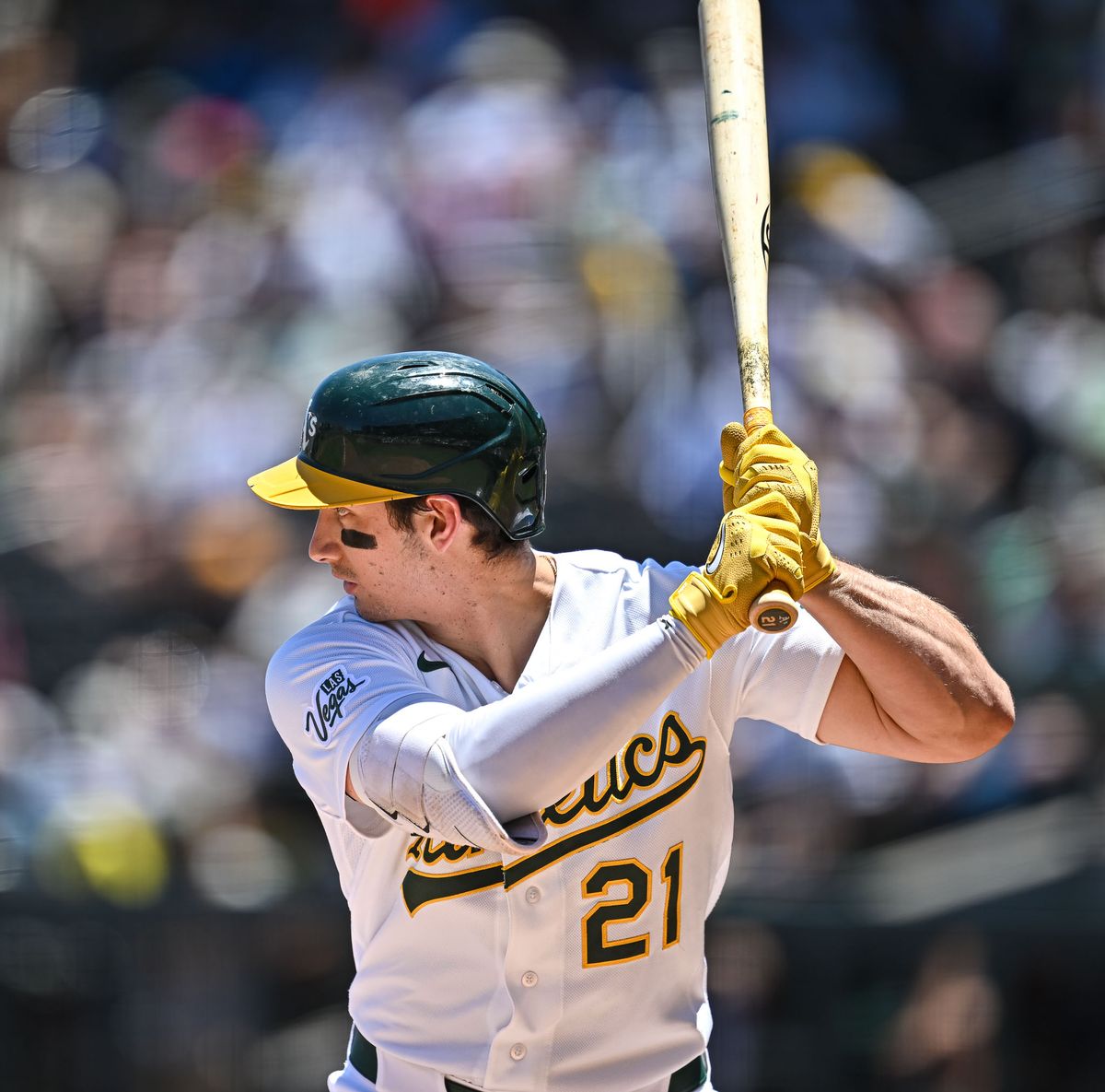 The Las Vegas Athletics left fielderTyler Soderstrom (21) hits a home run during the MLB game against the Milwaukee Brewers Tuesday June 9th, 2026 in Las Vegas, NV.s