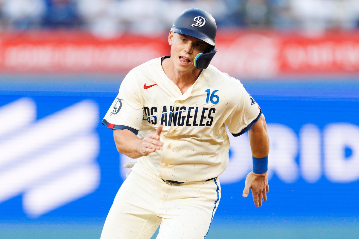 Will Smith #16 of the Los Angeles Dodgers runs during the game against the Texas Rangers at Dodger Stadium on April 11, 2026 in Los Angeles, California. Will Smith #16 of the Los Angeles Dodgers runs during the game against the Texas Rangers at Dodger Stadium on April 11, 2026 in Los Angeles, California.