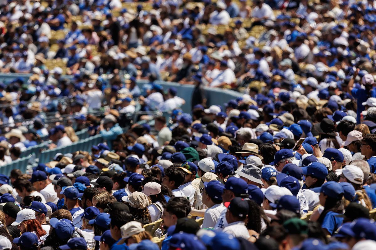 Los Angeles Dodgers fans during an MLB game against the Atlanta Braves on May 10, 2026 in Los Angeles, CA.