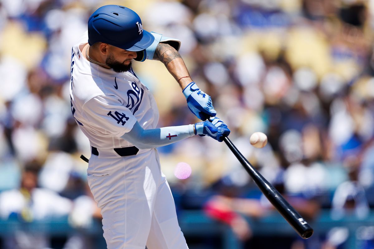 Andy Pages #44 of the Los Angeles Dodgers hits during the game against the Tampa Bay Rays at Dodger Stadium on June 17, 2026 in Los Angeles, California. Andy Pages #44 of the Los Angeles Dodgers hits during the game against the Tampa Bay Rays at Dodger Stadium on June 17, 2026 in Los Angeles, California.